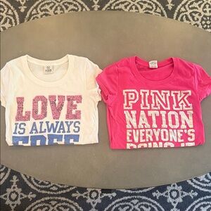 PINK Victoria's Secret Kids Tees - White and Pink
